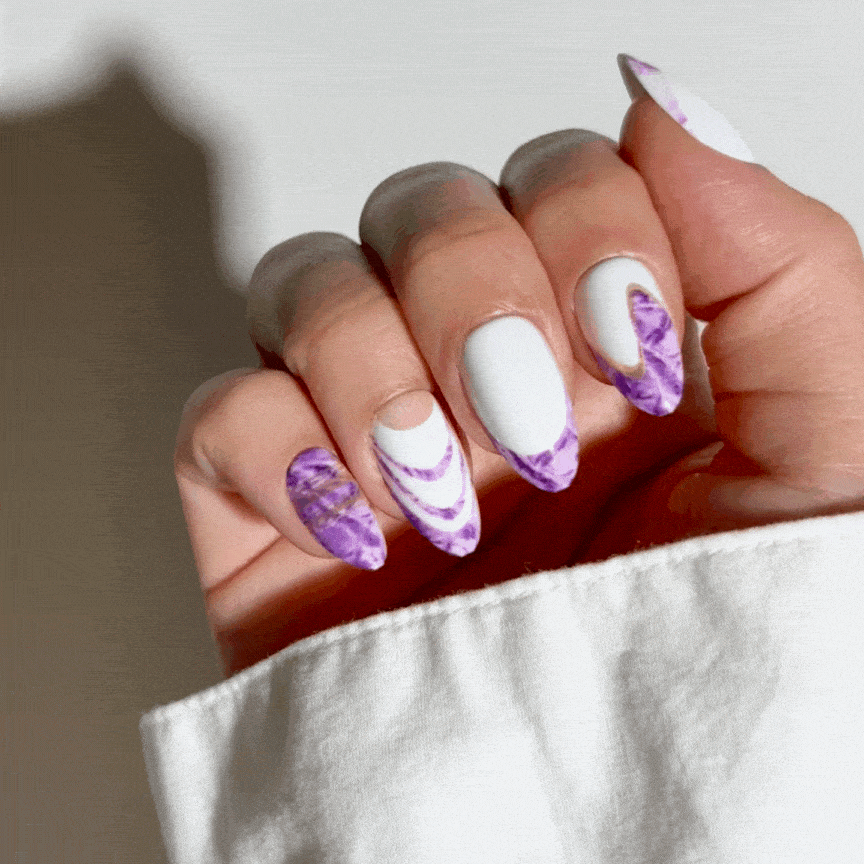 Lavender Strata - Almond Sustainable Nails - Pre order