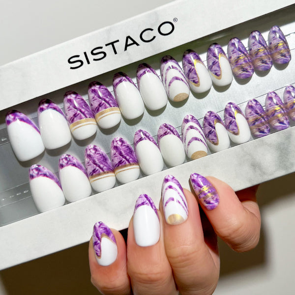 Lavender Strata - Almond Sustainable Nails - Pre order