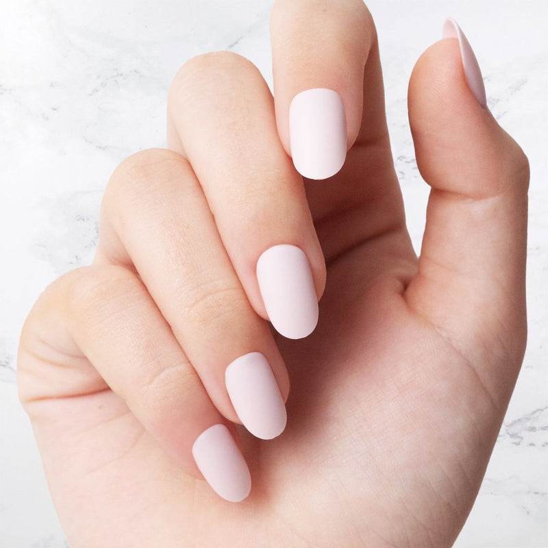 Classic light pink oval shaped nails