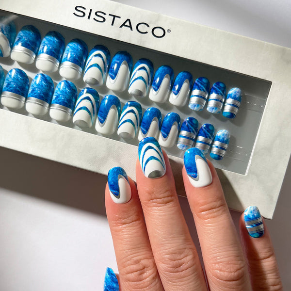 Ocean Glint - Oval Sustainable Nails - Pre order