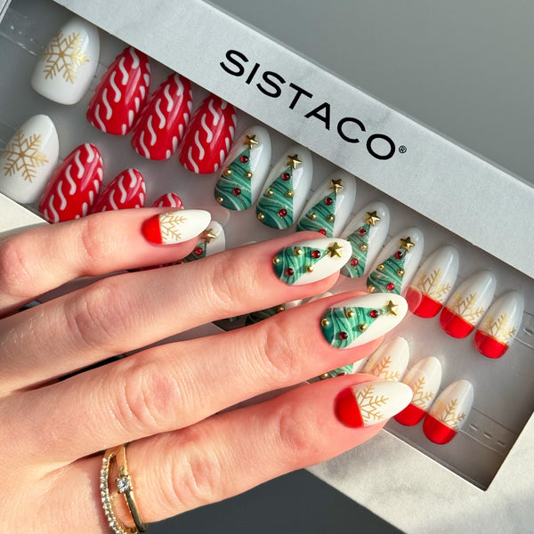 Xmas Cheer - Almond Sustainable Nails - Pre order