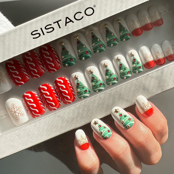 Xmas Cheer - Oval Sustainable Nails - Pre order