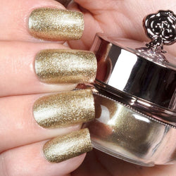 A bright shimmery gold colour